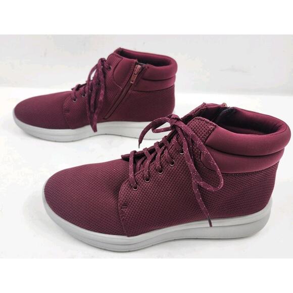 Clarks Cloudsteppers Womens 10 Red Fabric Ankle Mid Boots Lace Zip Up  NWOB - Picture 3 of 8